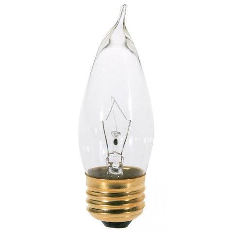 Satco S3765 40 Watt CA10 Incandescent Clear 1500 Average rated hours 370 Lumens Medium base 120 Volt 2-Card