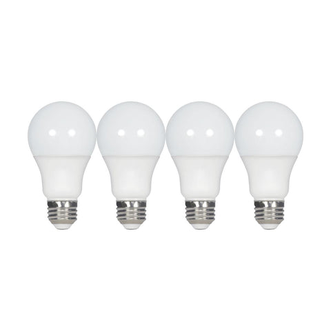 Satco S39597 9.5 Watt A19 LED Frost 5000K Medium base 220 deg. Beam Angle 120 Volt Non-Dimmable 4-Pack