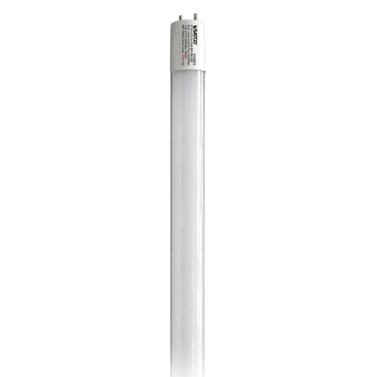 Satco S39903 9 Watt T8 LED 2Ft 5000K Medium Bi Pin base Type B Ballast Bypass Single or Double Ended Wiring