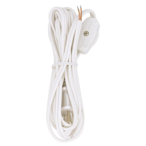 Satco S70-106 8 foot WHITE CORD SWITCH PLUG