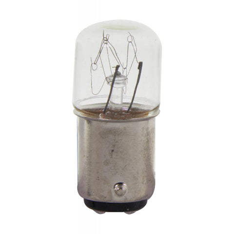 Satco S7768 CM8/A237 6 Watt/10 Watt miniature T6 Clear Double Contact Bayonet base 110 Volt/140 Volt