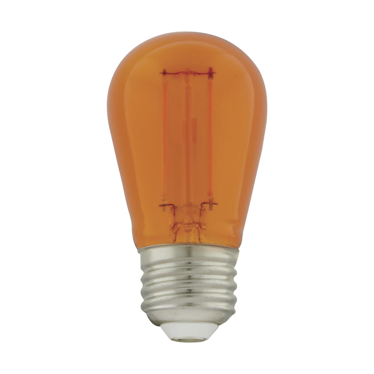Satco S8026 1W/LED/S14/ORANGE/120V/ND/4PK 1 Watt S14 LED Filament Orange Transparent Glass Bulb E26 Base 120 Volt Non-Dimmable Pack of 4