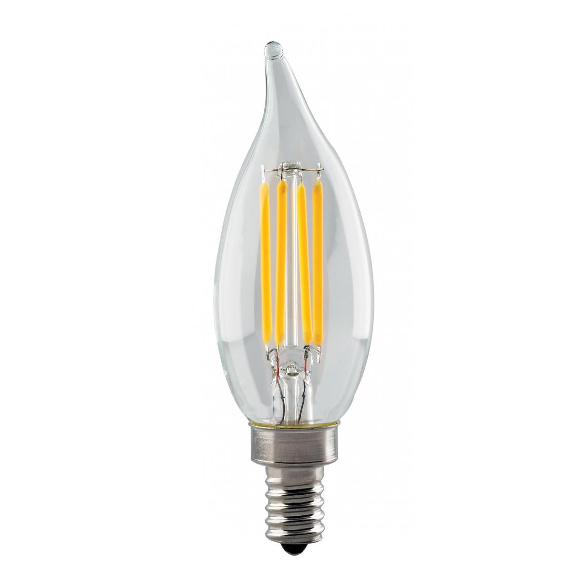 Replacement for Satco S8552 4CA10/LED/927/CL/120V/E12 4.5 Watt CA11 LED Clear E12 Candelabra base 2700K 120 Volt - NOW S21296