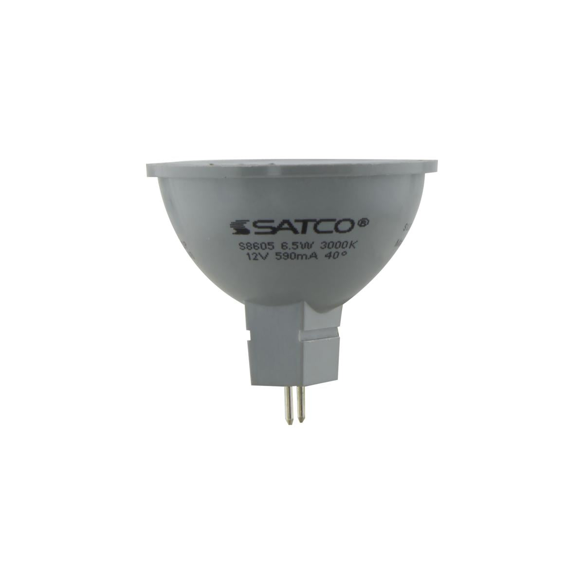 Satco S8605 6.5MR16/LED/40'/30K/12V 6.5 Watt LED MR16 LED 3000K 40 deg. Beam Angle GU5.3 base 12 Volt AC/DC Carded