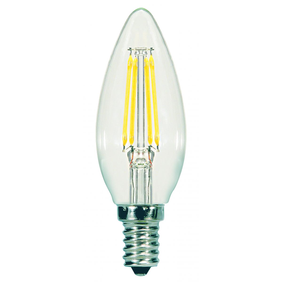 Satco S9960 5.5W CTC/LED/27K/CL/120V 5.5 Watt B11 LED Clear Candelabra base 2700K 500 Lumens 120 Volt - NOW S21273