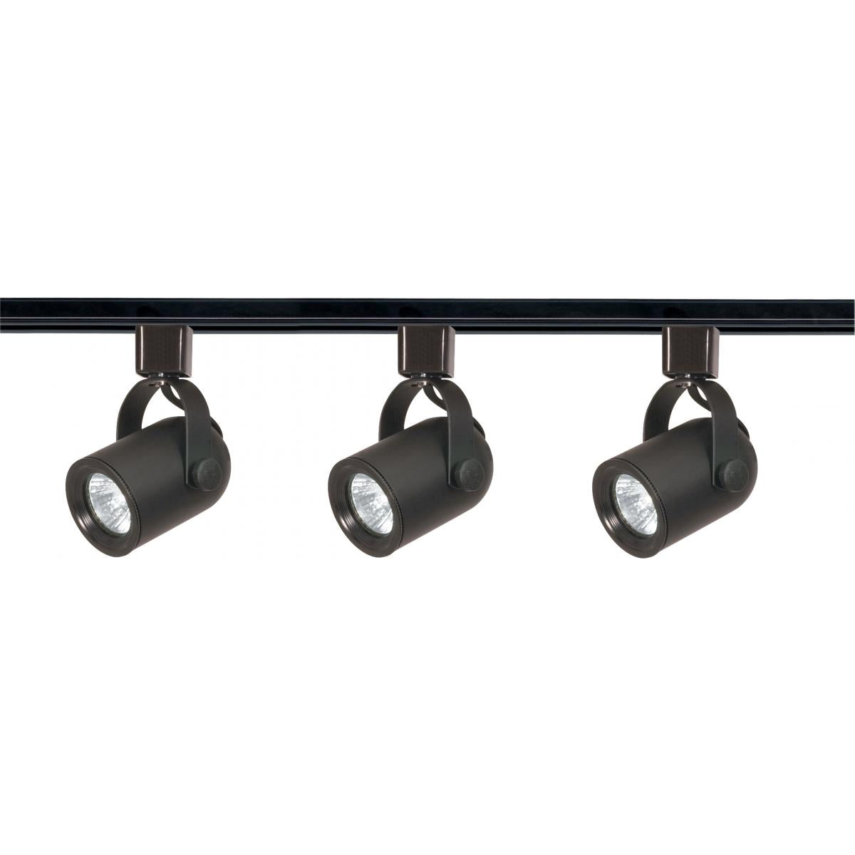 Satco TK349 3 Light - MR16 - Round Back Track Kit - 4 foot Track - Line Voltage - Black