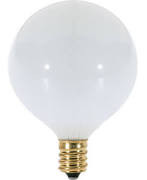 Satco A3926 40W 130V Globe G16.5 Satin White E12 Candelabra Base
