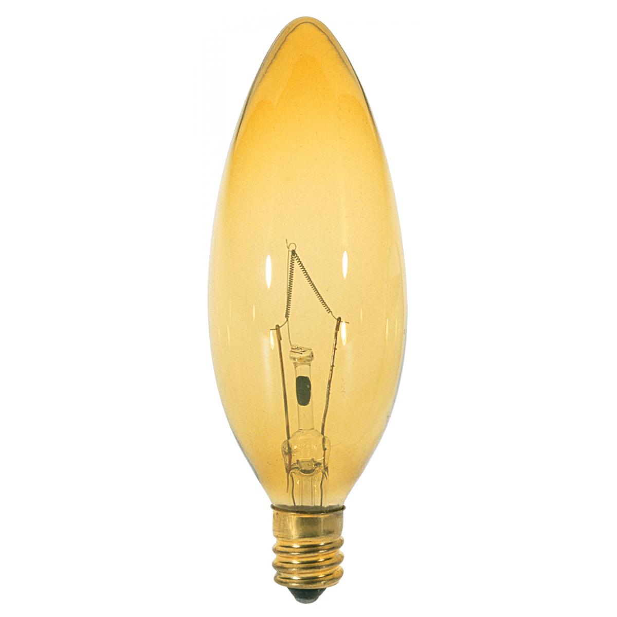 Satco S3813 25B9 1/2/A 25W Candelabra Base AMBER