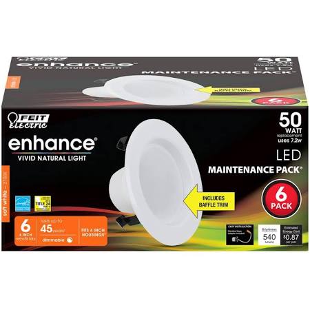Feit LEDR4/927CA 7.2W 4" Round LED Downlight Dimmable 6 pack