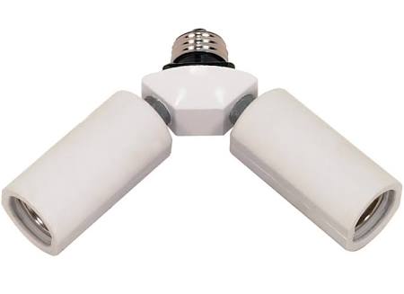 Satco 77-607 Socket Swivel Double Socket Light Adapter White