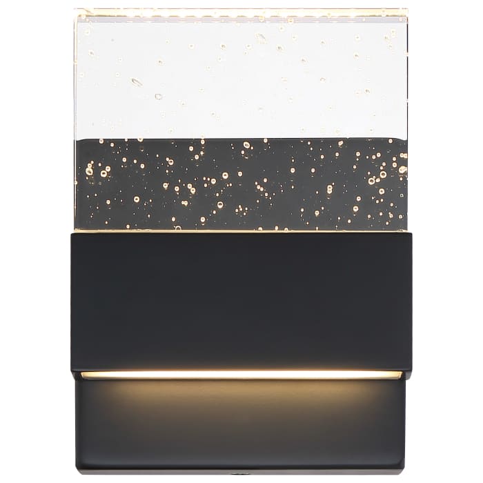 Satco 62-1511 ELLUSION LED SMALL WALL SCONCE Ellusion LED Small Wall Sconce 15W Matte Black Finish with Seeded Glass