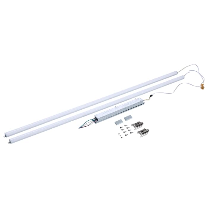 Satco 65-1334 50W/45W/40W/35W/30W Wattage Selectable LED Light Bar Retrofit Kit  3000K/3500K/4000K/5000K/6500K CCT Selectable  2-Bars  4 Feet  120-277 Volt  Silver Finish