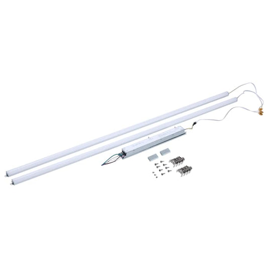 Satco 65-1334 50W/45W/40W/35W/30W Wattage Selectable LED Light Bar Retrofit Kit  3000K/3500K/4000K/5000K/6500K CCT Selectable  2-Bars  4 Feet  120-277 Volt  Silver Finish