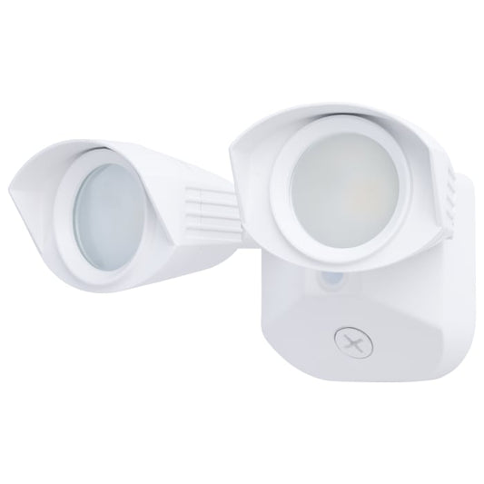 Satco 65-1400 20 Watt LED Dual Head Security Flood Light 80 CRI  3000K/4000K/5000K CCT  White Finish  Wet Location Rated