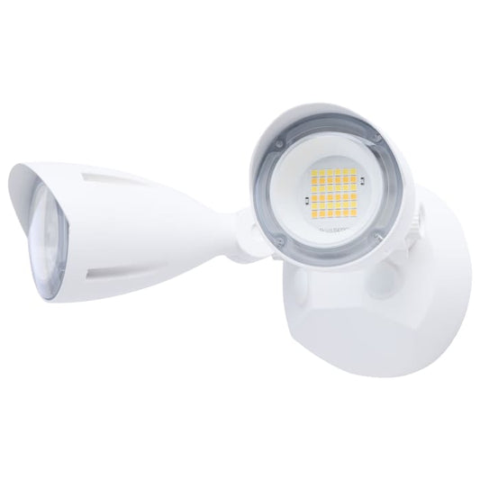 Satco 65-1410 20 Watt LED Dual Head Security Flood Light  9.61 x 7.32 x 4.29  80 CRI  3000K/4000K/5000K CCT  White Finish  Wet Location Rated