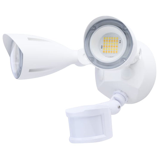 Satco 65-1411 20 Watt LED Dual Head Security Flood Light 80 CRI  3000K/4000K/5000K CCT  White Finish  Wet Location Rated