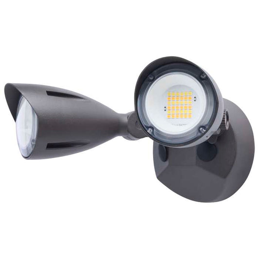 Satco 65-1412 20 Watt LED Dual Head Security Flood Light 80 CRI  3000K/4000K/5000K CCT  Bronze Finish  Wet Location Rated