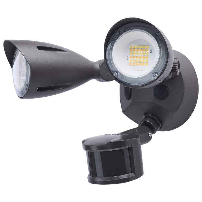 Satco 65-1413 20 Watt LED Dual Head Security Flood Light 80 CRI  3000K/4000K/5000K CCT  Bronze Finish  Wet Location Rated
