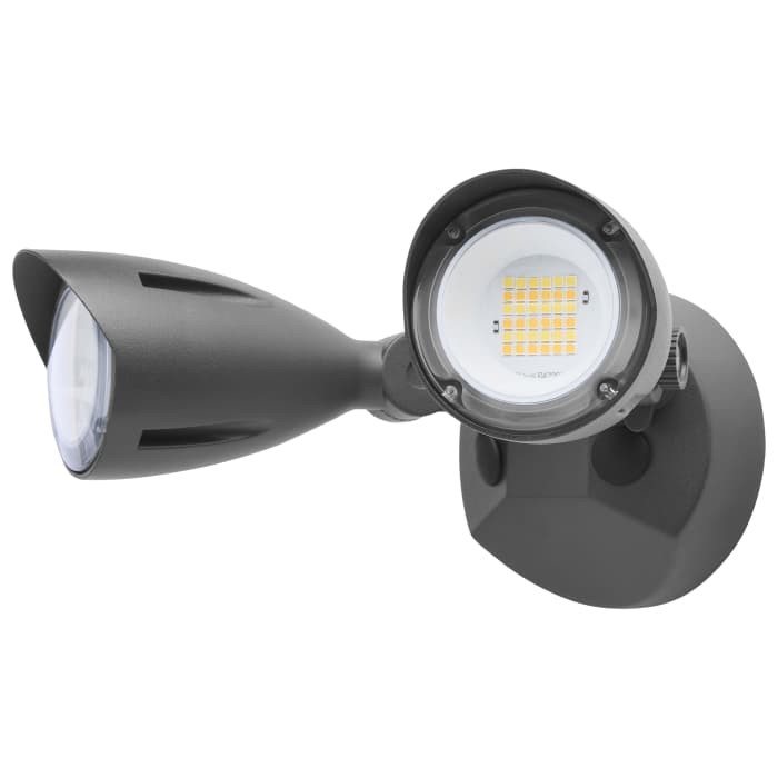Satco 65-1414 20 Watt LED Dual Head Security Flood Light 80 CRI  3000K/4000K/5000K CCT  Black Finish  Wet Location Rated