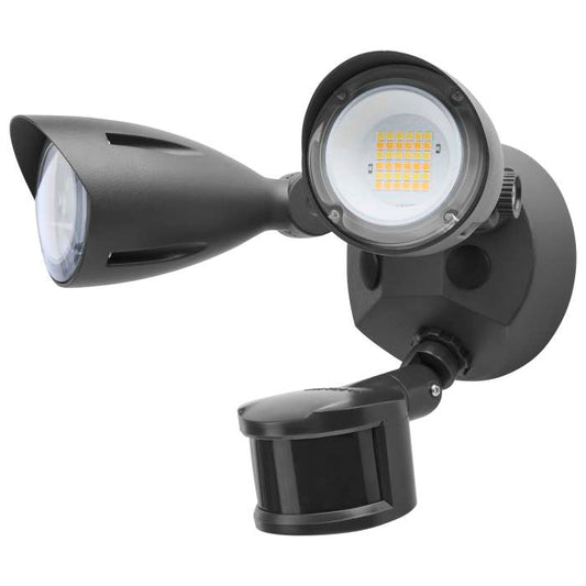 Satco 65-1415 20 Watt LED Dual Head Security Flood Light  9.61 x 7.32 x 7.17  80 CRI  3000K/4000K/5000K CCT  Black Finish  Wet Location Rated