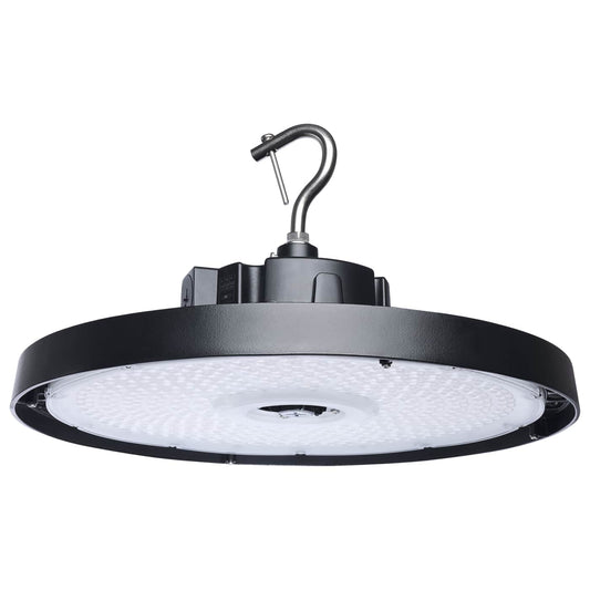 Satco 65-1521 240/200/150 Wattage Selectable LED UFO High Bay  3K/4K/5K CCT Selectable  60/80/100 Beam Angle Selectable  Black Finish  120-347 Volt