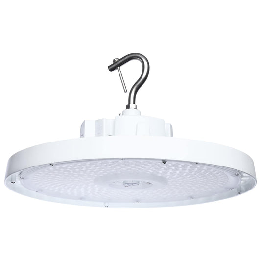 Satco 65-1523 240/200/150 Wattage Selectable LED UFO High Bay  3K/4K/5K CCT Selectable  60/80/100 Beam Angle Selectable  White Finish  120-347 Volt