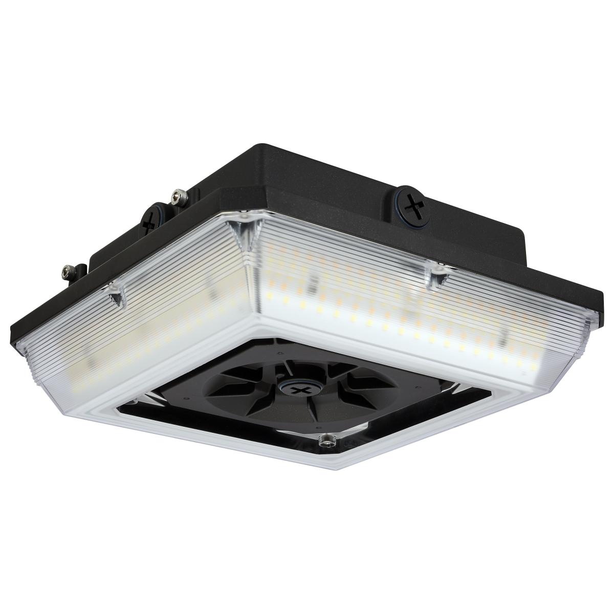 Satco 65-636 Square LED Wide Beam Angle Canopy Light 3K/4K/5K CCT Selectable 20W/30W/45W Wattage Selectable Bronze Finish