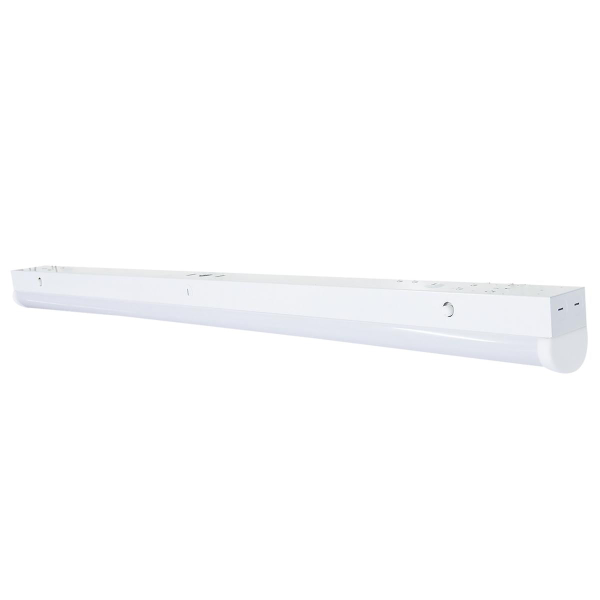 Satco 65-699 LED 4 ft Linear Strip Light 30W/40W/50W White Finish CCT Selectable 100-277V Integrated EM & Sensor