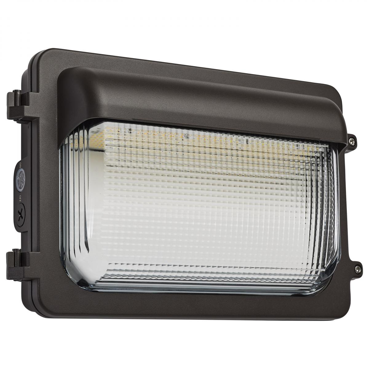 Satco 65-884 LED Low Profile Wall Pack Wattage 30/45/60W and CCT 3K/4K/5K Selectable Photocell Dimmable Bronze Finish