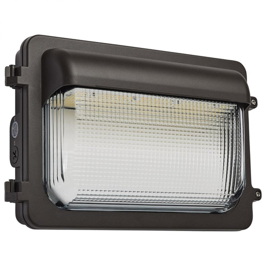 Satco 65-884 LED Low Profile Wall Pack Wattage 30/45/60W and CCT 3K/4K/5K Selectable Photocell Dimmable Bronze Finish