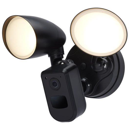 Satco 65-931 20 Watt Bullet Outdoor SMART Security Light with Camera Starfish Enabled 3K/4K/5K CCT Selectable Black Finish