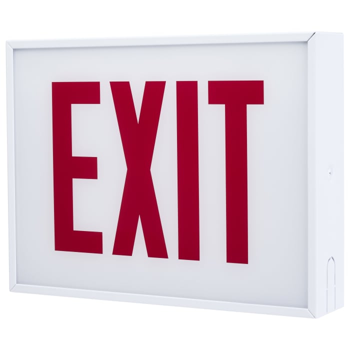 Satco 67-302 Exit Sign Chicago Approved White Housing 120-277V AC Only Single Face Surface Mounting