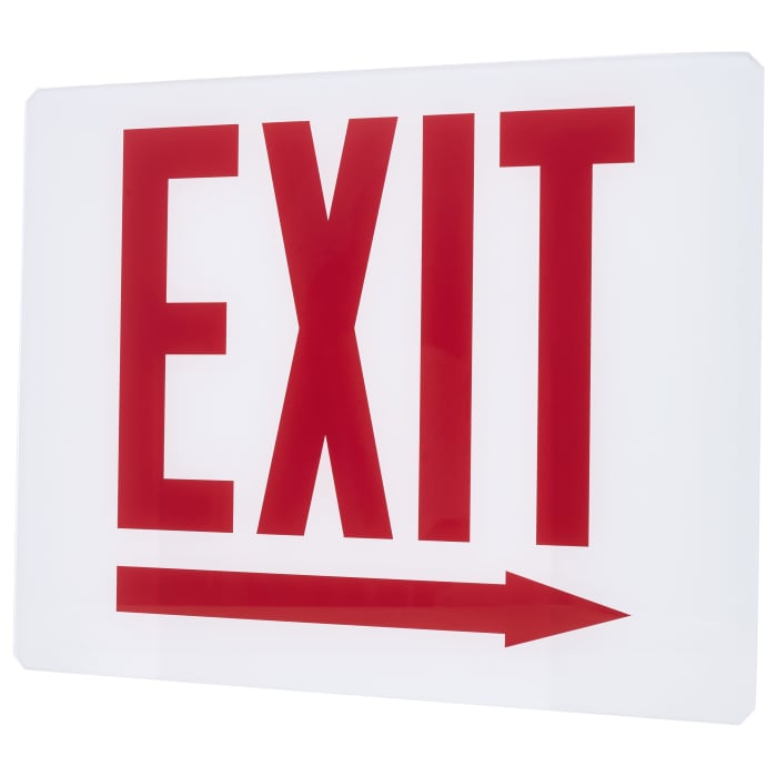 Satco 67-321 Exit Sign Panel Accessory White Glass Panel Red EXIT Signage Right Direction Arrow For Use with Steel Chicago Signs and Combos