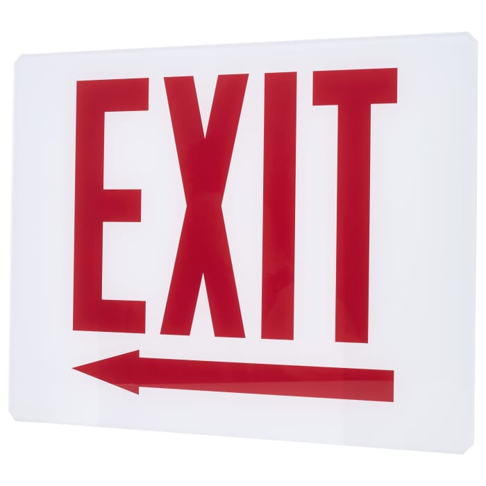 Satco 67-322 Exit Sign Panel Accessory White Glass Panel Red EXIT Signage Left Direction Arrow For Use with Steel Chicago Signs and Combos