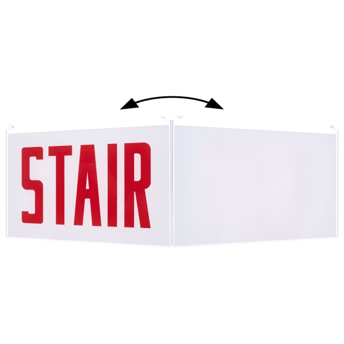 Satco 67-364 Edge Lit Exit Sign Panel Accessory White Single-Face Plastic Panel Red STAIR Signage No Arrows For Use with Edge Lit Chicago Signs and Combos