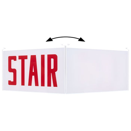 Satco 67-364 Edge Lit Exit Sign Panel Accessory White Single-Face Plastic Panel Red STAIR Signage No Arrows For Use with Edge Lit Chicago Signs and Combos