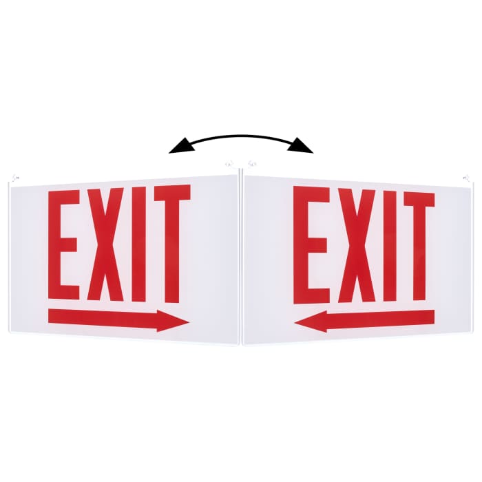 Satco 67-371 Edge Lit Exit Sign Double-Sided Panel Accessory White Double-Face Plastic Panel Red EXIT Signage Right/Left Direction Arrows For Use with Edge Lit Chicago Signs and Combos