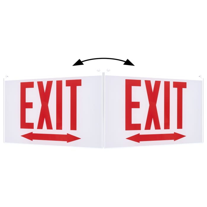 Satco 67-372 Edge Lit Exit Sign Double-Sided Panel Accessory White Double-Face Plastic Panel Red EXIT Signage Double Direction Arrows For Use with Edge Lit Chicago Signs and Combos