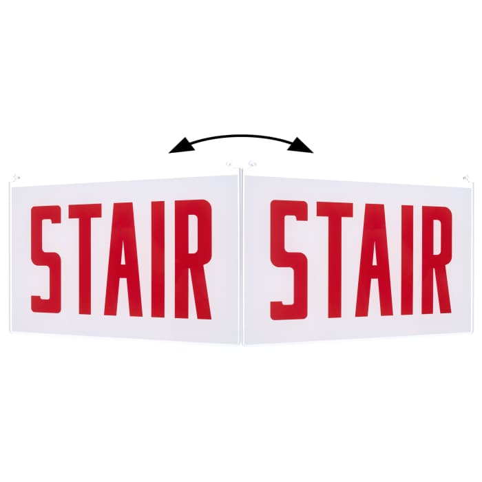 Satco 67-373 Edge Lit Exit Sign Double-Sided Panel Accessory White Double-Face Plastic Panel Red STAIR Signage No Arrows For Use with Edge Lit Chicago Signs and Combos