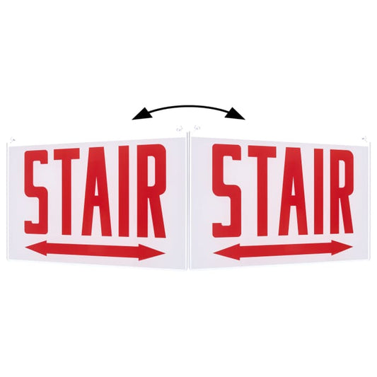 Satco 67-375 Edge Lit Exit Sign Double-Sided Panel Accessory White Double-Face Plastic Panel Red STAIR Signage Double Direction Arrows For Use with Edge Lit Chicago Signs and Combos