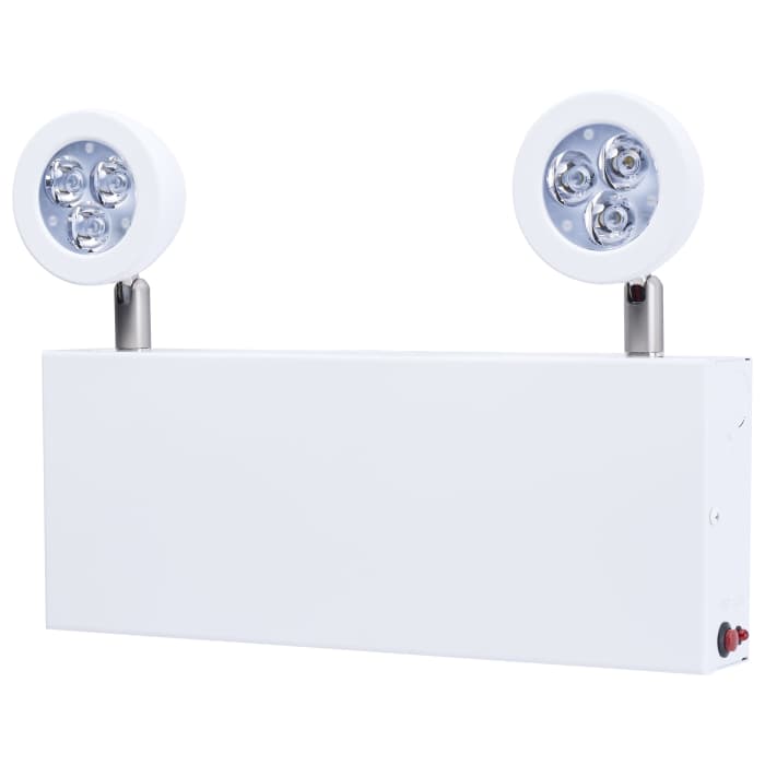 Satco 67-380 Emergency Light Chicago Approved White Housing 120-277V 90min Backup Dual Head Surface Mounting