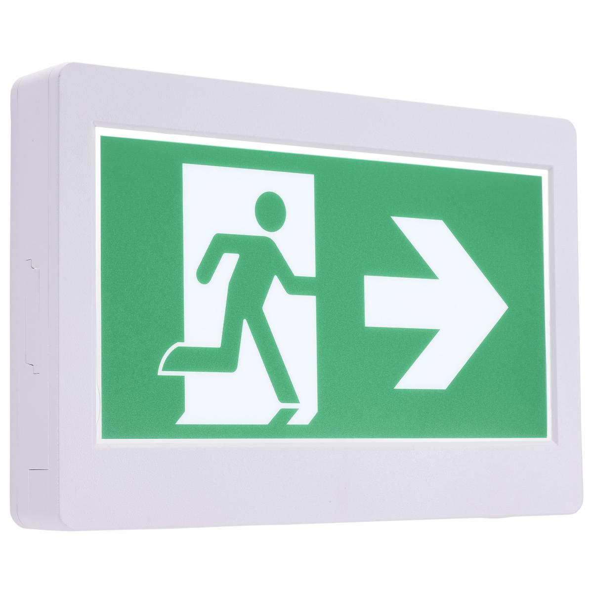 Satco 67-500 EX SIGN-CAN Running Man Green Exit Sign; 120-347V; 2HR backup; Single/Dual Face; Universal Mounting; Thermoplastic