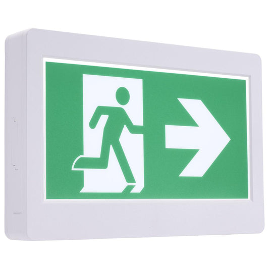 Satco 67-500 EX SIGN-CAN Running Man Green Exit Sign; 120-347V; 2HR backup; Single/Dual Face; Universal Mounting; Thermoplastic