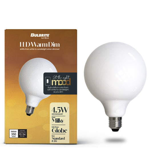 Bulbrite 776406 LED4G40/30K-18K/WMDM/FIL/M 4.5W G40 E26 120V 3000K-1800K