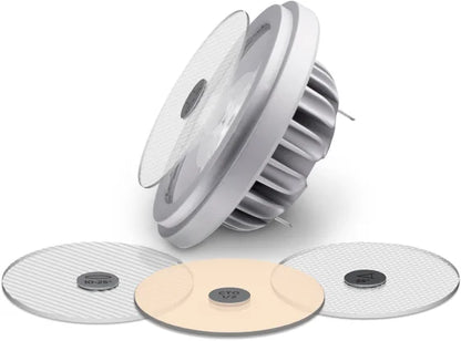 Soraa AC-EN-0001-00-S1 SNAP 2 inch color enhancer filter discs shown with a Soraa LED lamp