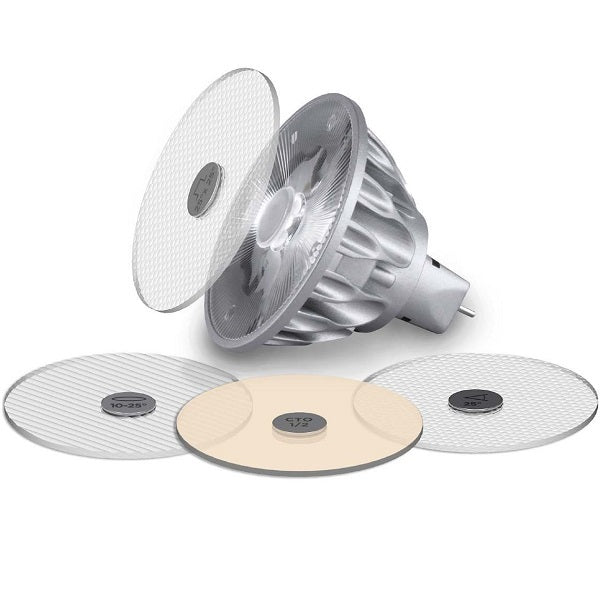 Soraa SNAP 2 inch 3/4 CTO color filter discs shown with LED lamp