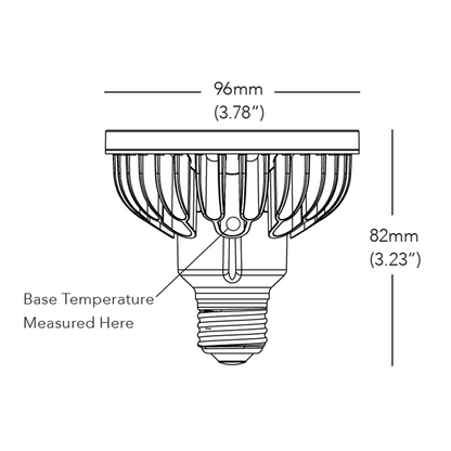 Dimension drawing for Soraa BRILLIANT PAR30 Short Neck 25 degree 2700K LED lamps