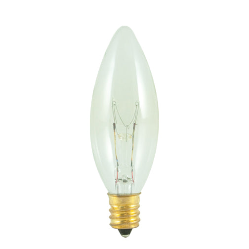 Bulbrite 400115 15CTC/25/3 15W CANDLEABRA TORPEDO CLEAR 130V