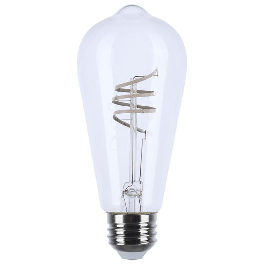 Satco S10520 6ST19/CL/LED-GF/COIL/927/1CD 6 Watt LED; Reminiscent; Flex Gray Coil Filament; ST19; Medium Base; 2700K CCT; Clear; 120 Volt