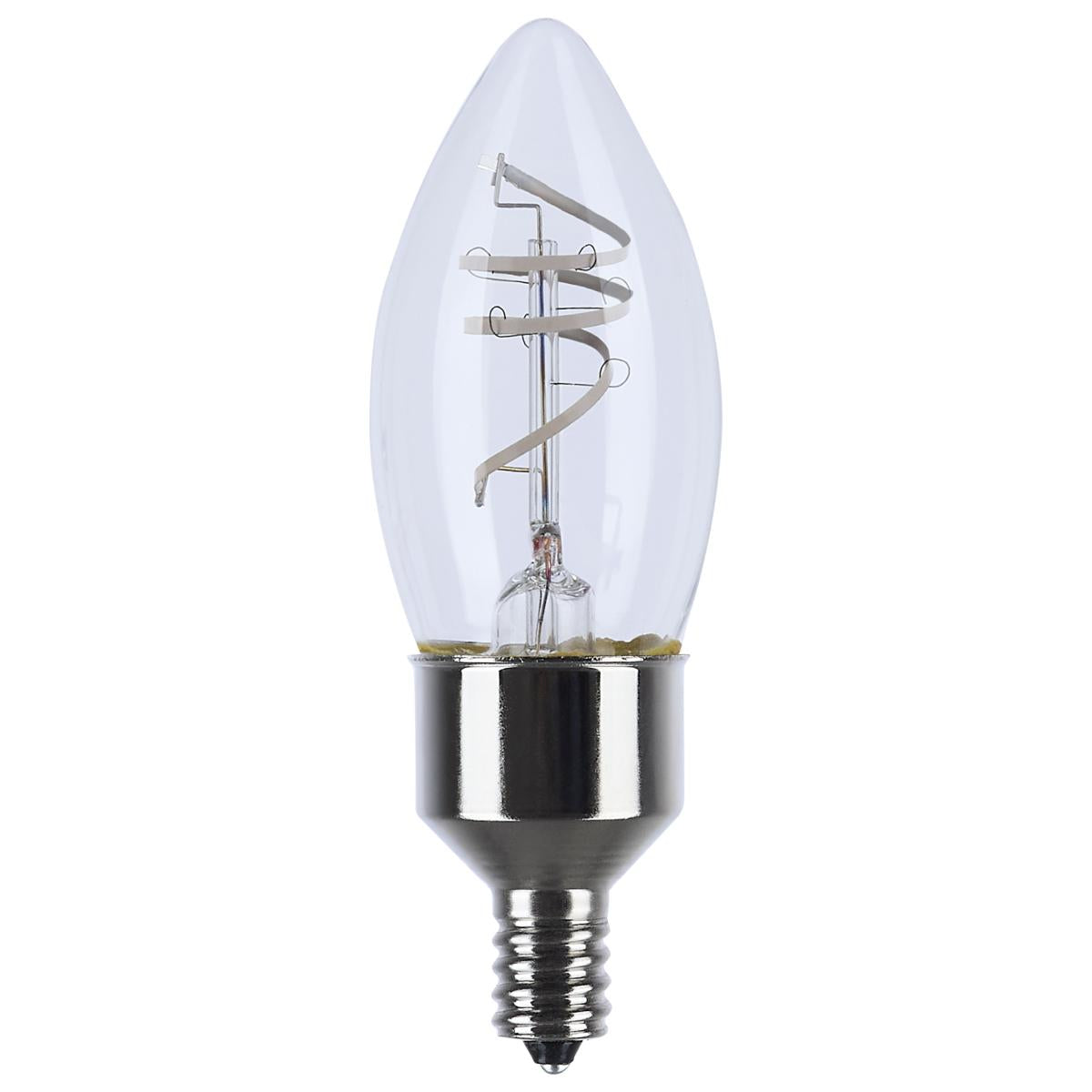 Satco S10523 4B11/CL/LED-GF/COIL/927/2CD 4 Watt LED; Reminiscent; Flex Gray Coil Filament; B11; Candelabra Base; 2700K CCT; Clear; 120 Volt; 2-Pack